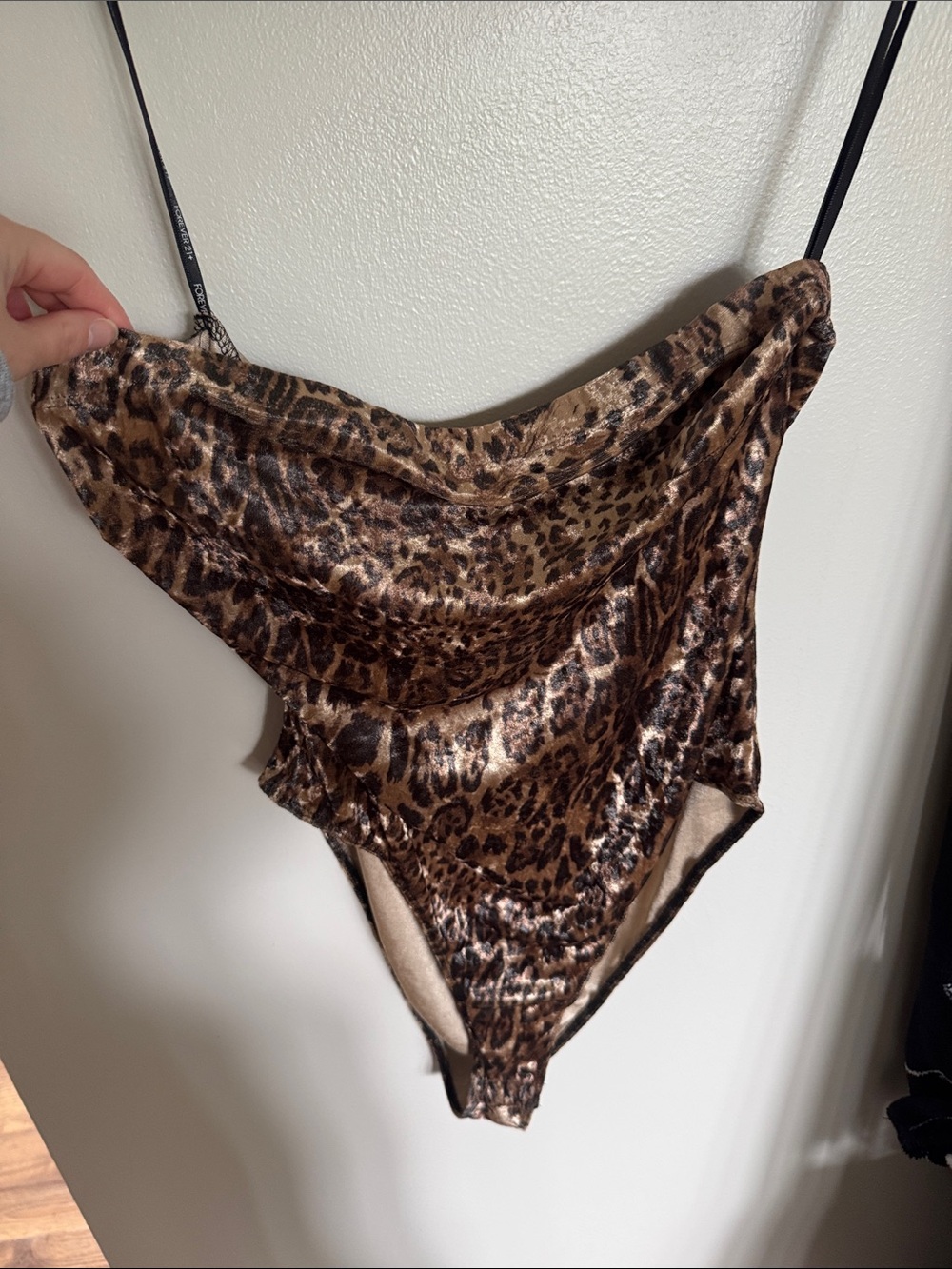Forever 21 Leopard Print Satin Bodysuit in Brown and Black